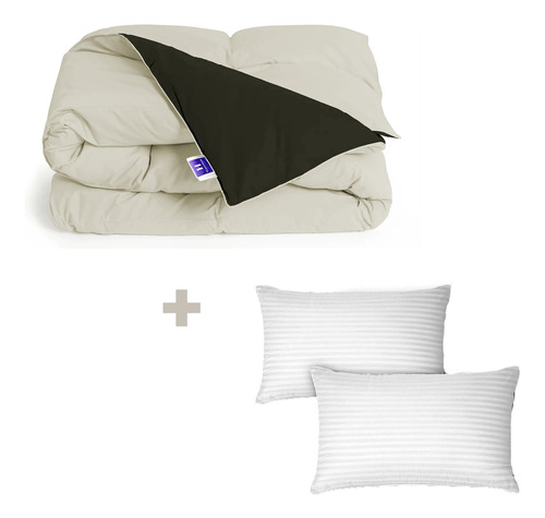 Acolchado Super King Size Edredon Gris + Almohadas De Regalo