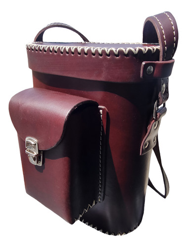 Bolso Portatermo Cuero Bolsillo Cierre Portafolio Premium!! Color Burdeos