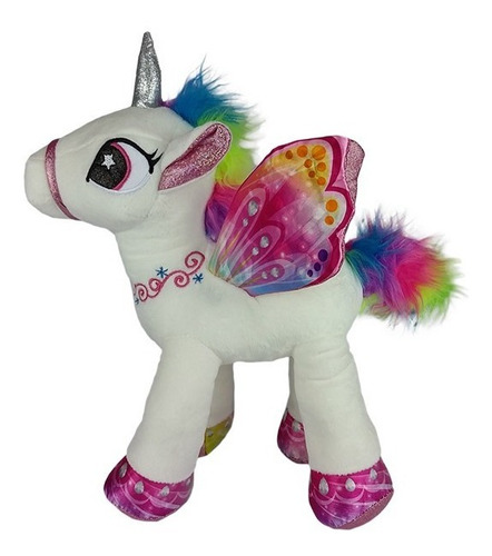 Unicórnio De Pelúcia Em Pé Branco M 40cm Lindo!!!!!