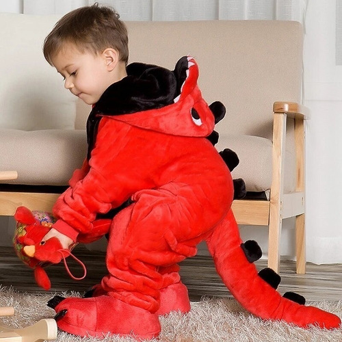 Imagen 7 de 10 de Pijama Kigurumi Dinosaurio Niños Abrigado Suave Disfraz