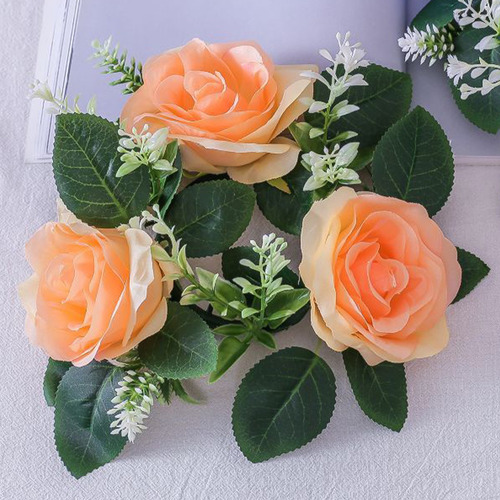 Vela M Rose Con Forma De Corona De Flores De Seda Artificial