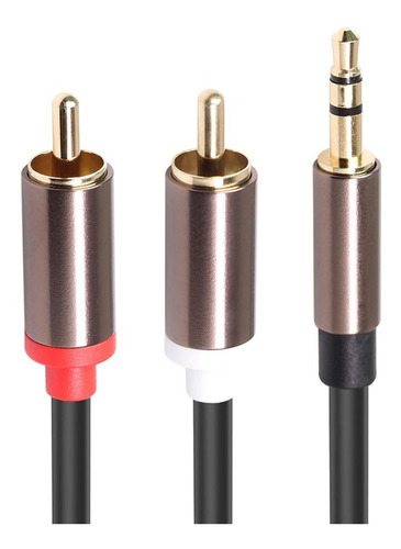 Imagen 2 de 5 de Cable De Audio 3,5mm Jack Plug Macho A 2 Rca Macho Aux 2mt