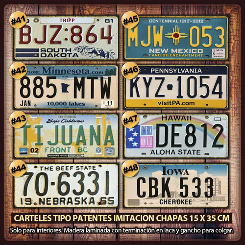 Pack 3 Patentes Carteles Decorativos Vintage - No Son Chapas