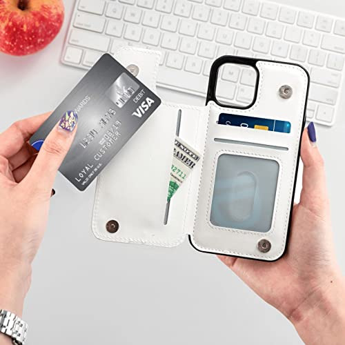 Funda Cartera Para iPhone 12 Pro/12 Blanco Marmol Piel Sinte