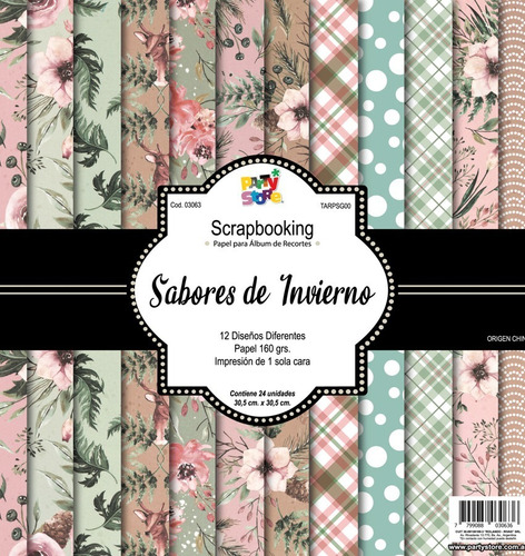Imagen 4 de 10 de Papel Scrapbooking Estampado Decoración Álbum X 24u De 30x30