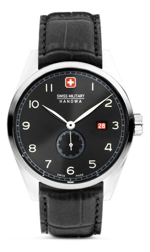 Reloj Swiss Military Smwgb0000703 Para Hombre Cristal Zafiro Color de la malla Negro Color del bisel Plateado Color del fondo Negro