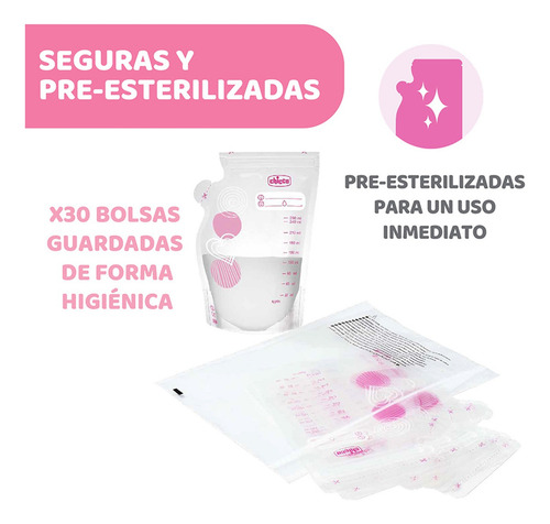Bolsas Contenedoras De Leche Materna Chicco 30 Piezas