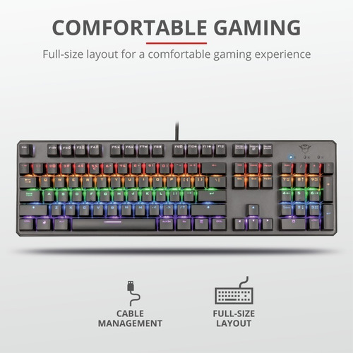 Imagen 3 de 6 de Teclado Mecanico Gamer Trust Asta Retroiluminado Led Rgb