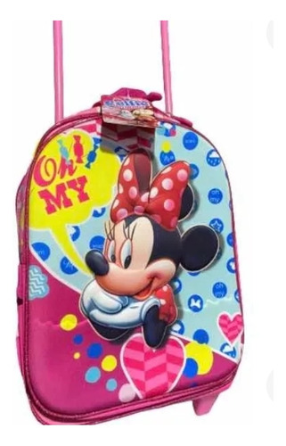 Mochila Escolar Minnie Mouse 3d Con Ruedas 