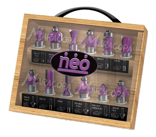 Juego De Fresas Para Router Fresadora Neo 12 Piezas 1/2
