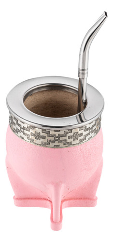 Mate Rosa Imperial Alpaca Con Bombilla Pico De Loro Pink INTERIOR CALABAZA