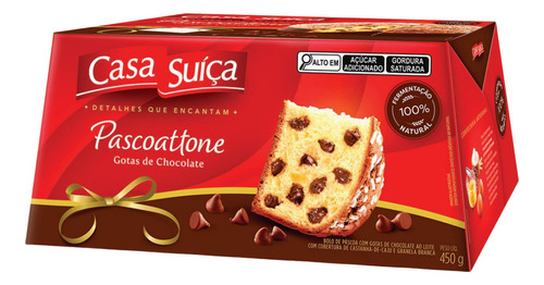 Colomba Pascal Pascoattone Gotas Chocolate Casa Suíça 450g Sabor Gotas de chocolate