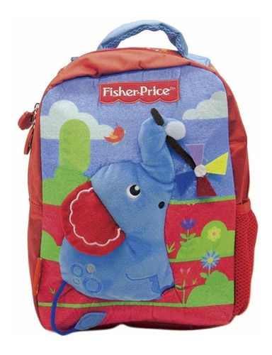 Mochila Espalda Fisher Price Elefante De Peluche 12 PuLG Color Rojo