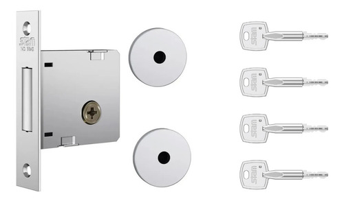 Trava Tetra Stam Fechadura Auxiliar 1004 Roseta Redonda Inox Cor Cromado