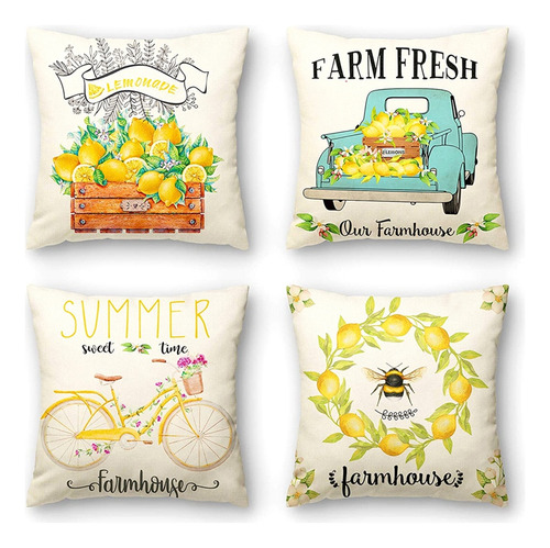 Fundas De Almohada De Verano Con Forma De Limón Para Sofá Ca