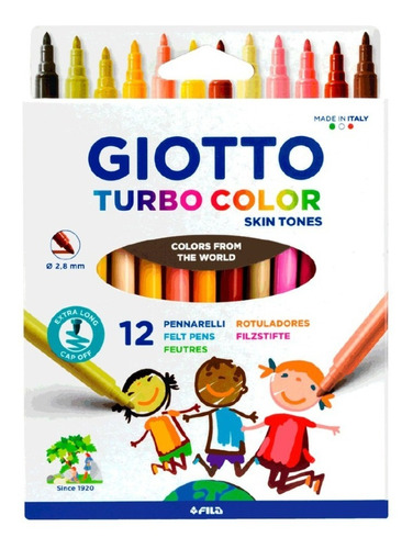 Marcadores Giotto Turbo Color Tonos Piel X12 Un Finos