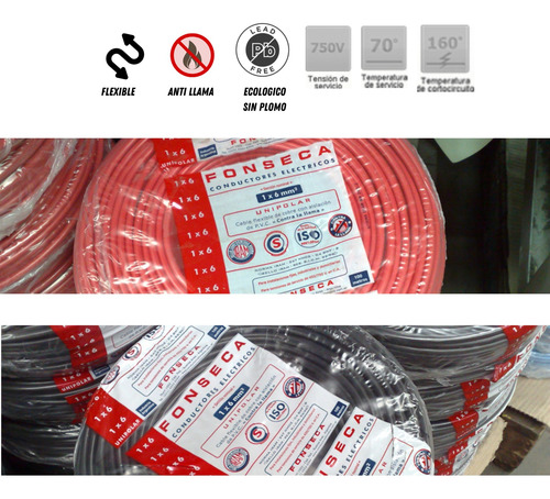 Cable Unipolar 1,5mm Fonseca Pack 6 Rollos De 100m