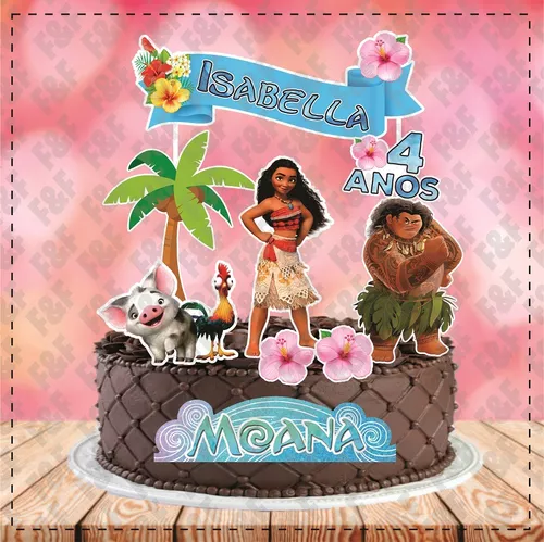 Topo de bolo decoração festa Moana aniversário perfeiro EVA