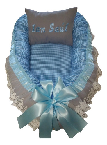 Cojin Nido Colecho Para Bebé Con Almohada Tela Cuadricula
