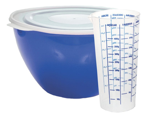 Copo Medida 500ml + Pote Redondo Com Tampa 5,2 Litros Colors