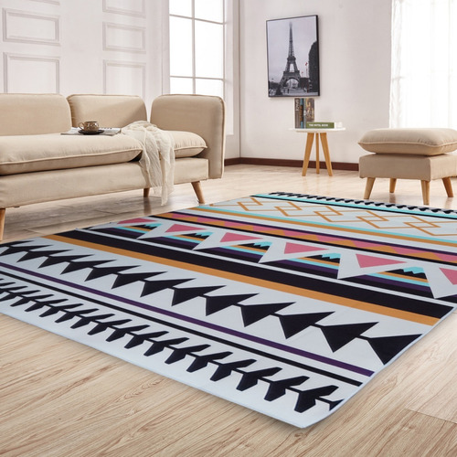 Tapete Sala Estilo Nórdico 200x160 Cm Suavidad Elegancia Ancho 1.6 M Color Negro Diseño De La Tela Grecas Multicolor Largo 2 M