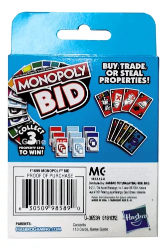 Monopoly Bid Jogo de Tabuleiro