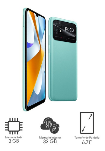 Imagen 5 de 9 de Celular Xiaomi Poco C40 32gb 3gb Ram Coral Green + Audifonos