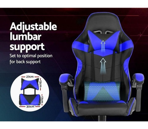 Silla Gamer Lumax Modelo Rom Electroventas Color Negro/Azul Material del tapizado Piel sintética