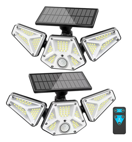 Luz Solar De Seguridad Ajustable De 3 Cabezales, 113 Led, 2