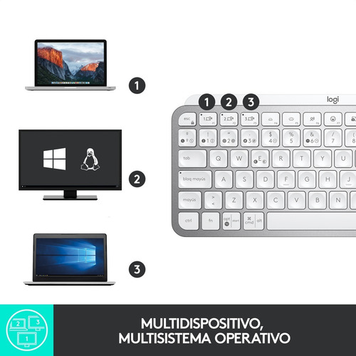 Imagen 5 de 10 de Teclado Avanzado Recargable Logitech Mx Keys Mini - Gris Pál
