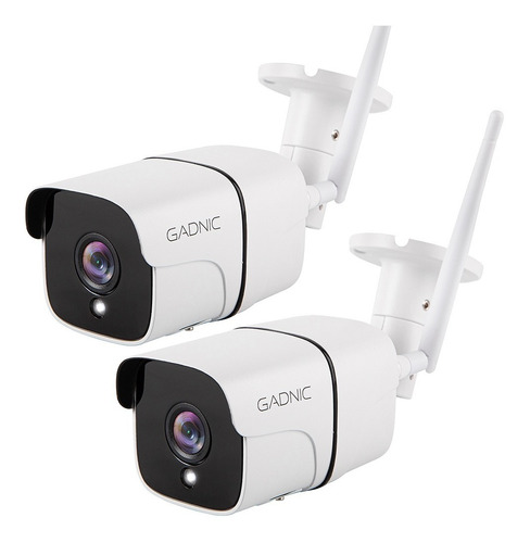 Combo Camara Seguridad Gadnic X2 Inalambrica Ip Wifi Full Hd Color Blanco