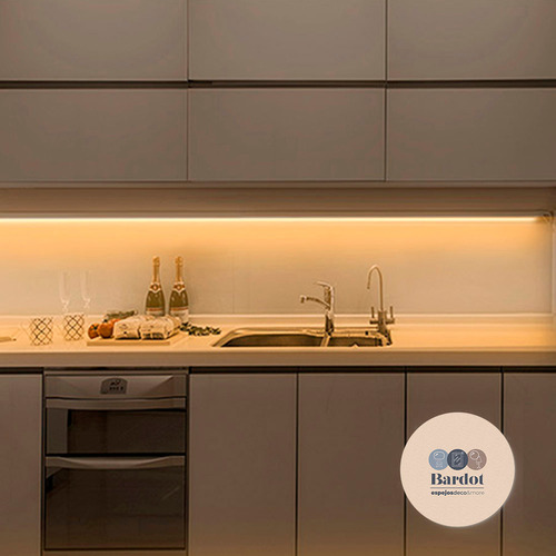 Lampara Luz Led Aluminio Alacena Cocina Dimmer Touch Medidas 100 Cm - Luz Blanca Cálida