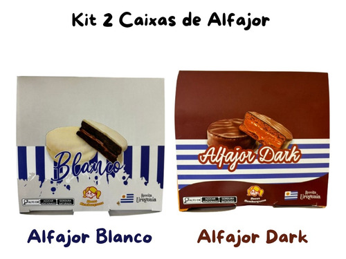 02 Cx Alfajor 01 Branco E 01 Dark Recheio Doce De Leite