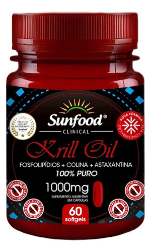 Aceite Krill 1000mg Puro (60 Cápsulas) Sunfood 