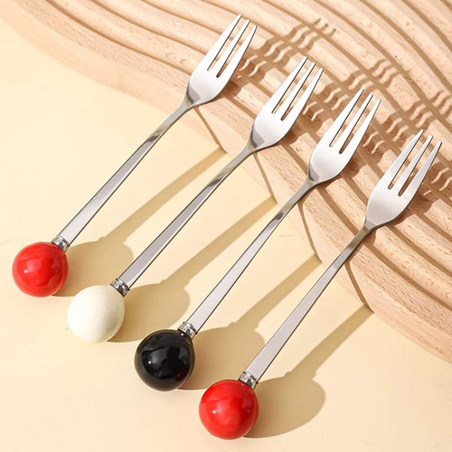 6x Tenedor De Fruta Original Con Soporte, Selección De