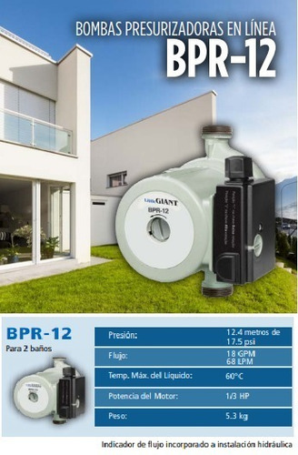 Bomba Presurizadora Residencial Bpr -12, 115 Volts