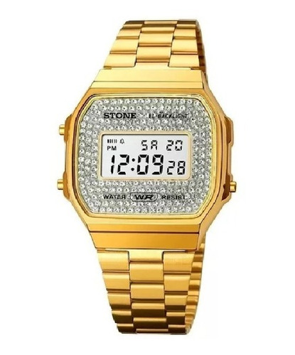 Reloj Stone St-1115digital Dorado Vintage 