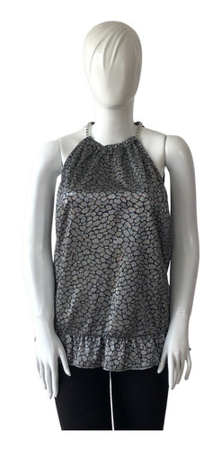 Blusa Halter Michael Michael Kors Talla Small Plateada