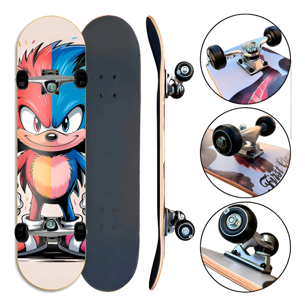 Skate Infantil Completo Rolamento Abec 5 Ate 80kg Sonic