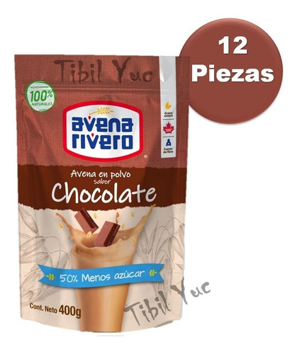 Avena En Polvo Chocolate 400 Gr Licuados Postres 12 Piezas