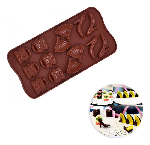 Forma Silicone Formato Leque Bolsa Sapato Bombons Chocolate