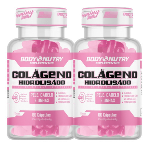 Combo 2x Colágeno Hidrolisado Com Vitamina C  60 Cápsulas