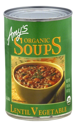 Amy's Sopa Organica De Verduras De Lentejas, Latas De 14.5 O