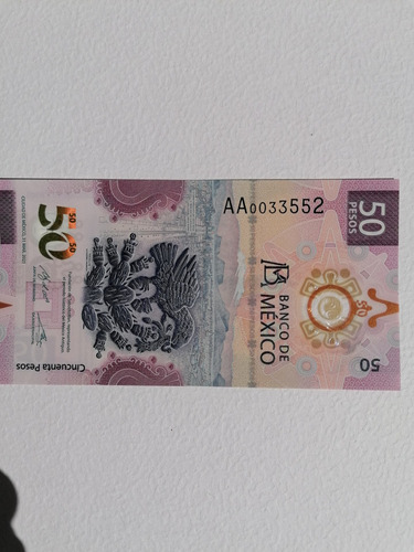 Billete De 50 Pesos Mexicanos Ajolote Serie Aa