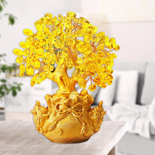 Planta De Árbol De La Suerte Interior Al Dorado Sin Soporte