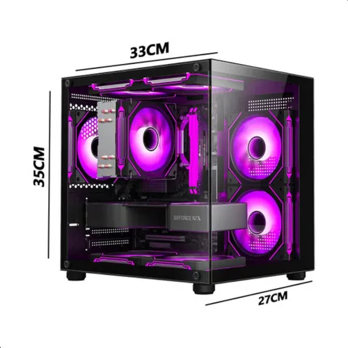 Gabinete Pc Gamer Aquario Mini Tower 7 Fans Rgb Sem Fonte