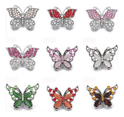 New 9pcs Cute Butterfly Shape 18mm Snap Jewelry Buttons...