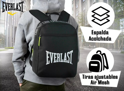 Mochila Everlast Original Reforzada Urbana Deportiva Nueva Temporada Bolsillo De Seguidad Exclusiva By Happy Buy