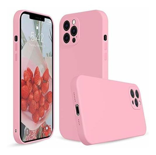 Funda De Silicona Rosa Compatible Con iPhone 12promax, Funda