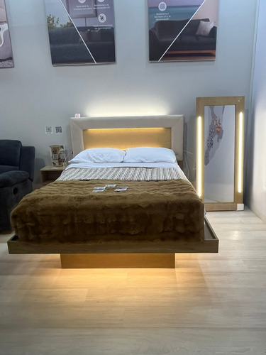 Espejo De Madera Cuerpo Completo Led Luz Fria Touch Rosa/morada